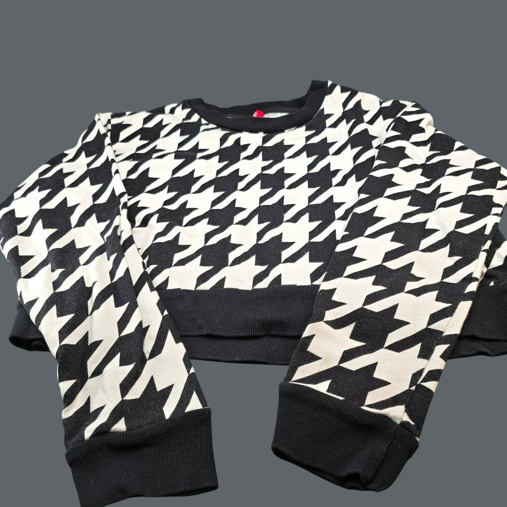 Black & White Houndstooth Cropped Top H&M Divided Size M JJ4187